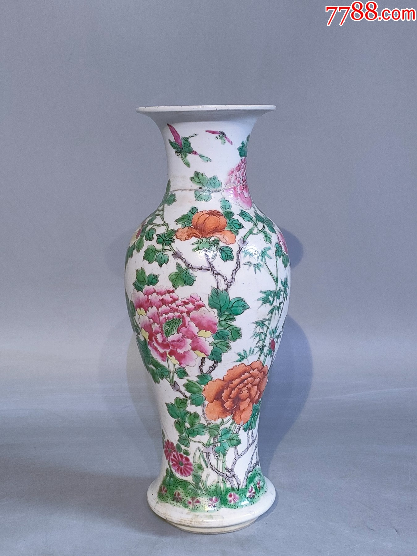 中国古美術/清時代粉彩双戟耳小瓶y301 中国古美術/清時代粉彩双戟耳小瓶y301