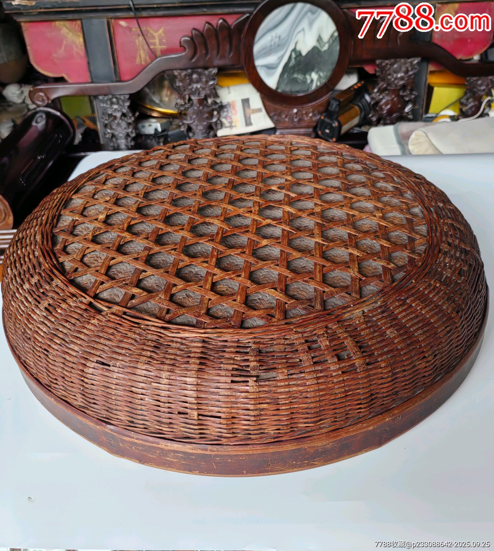 民国　朱漆竹编盒 民国朱漆竹编盒