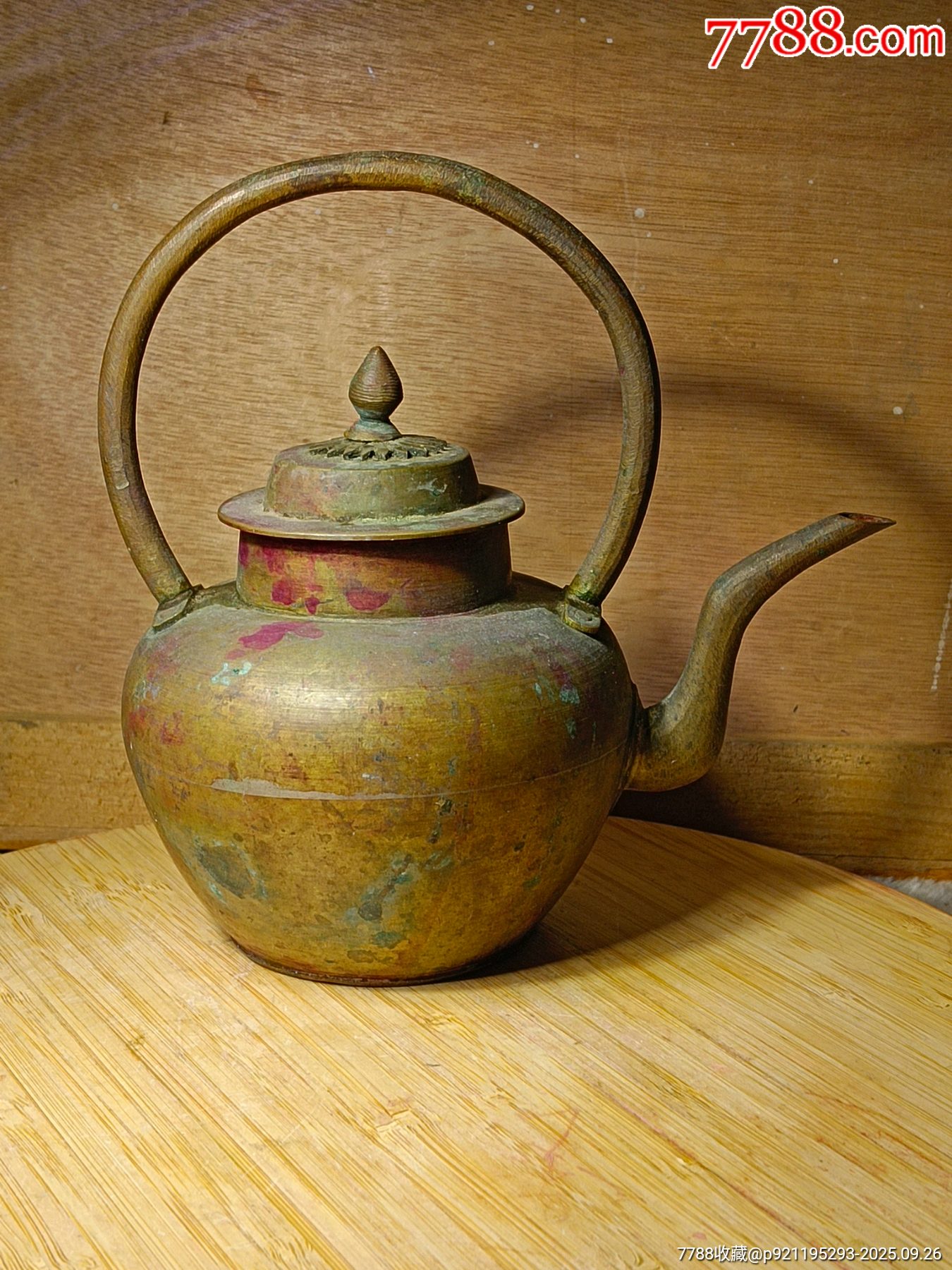 清代老铜提梁壶_铜壶/铜瓶_博古状元老货店【7788植绒画】