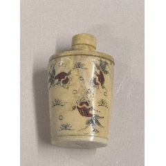 青花釉里红人物鼻烟壶，底款“康熙年制”_旧鼻烟壶_程饶金【7788