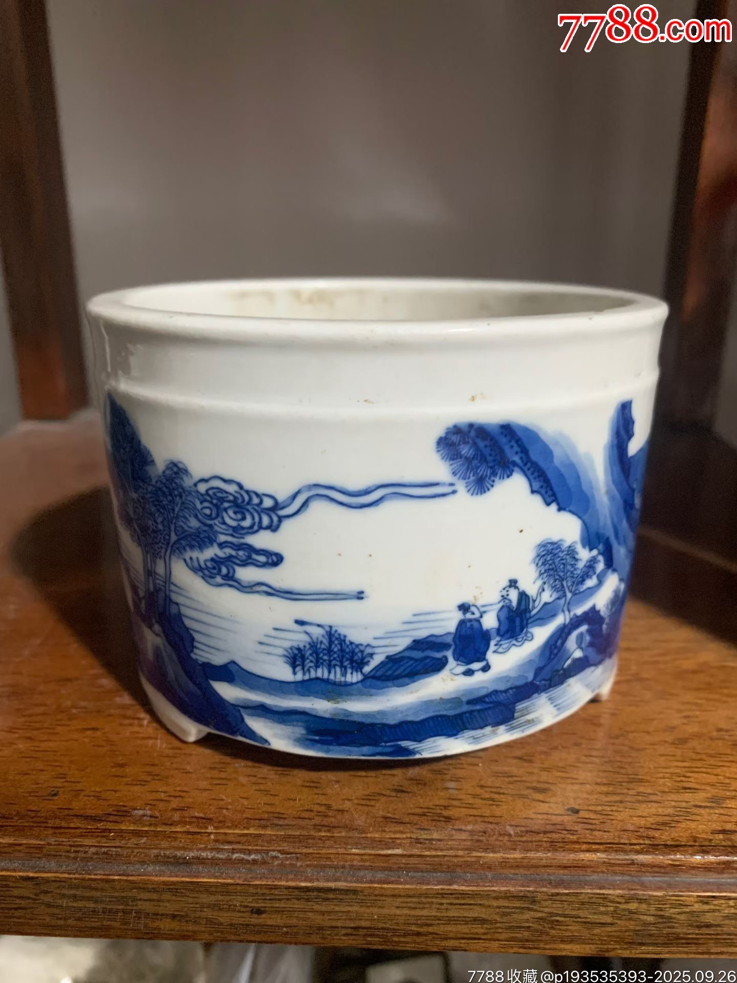 清代青花山水香炉-香炉/香器-7788旧书网