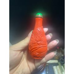 青花釉里红人物鼻烟壶，底款“康熙年制”_旧鼻烟壶_程饶金【7788