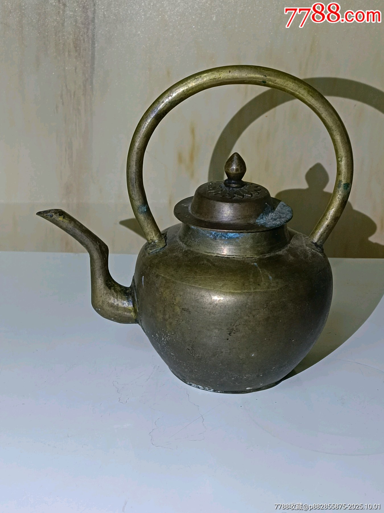 清代老铜提梁壶_铜壶/铜瓶_博古状元老货店【7788植绒画】