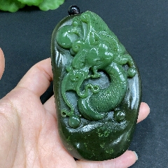 80242和田玉精工手雕手把件龍總重約201g(se108772762)