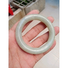 晚清民國老翡翠手鐲淡綠色，沒裂沒補聲音好包真包老，尺寸看圖片，(se108790704)