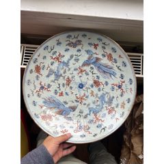 中国古玩青花古染付薄瑠璃宝珠文蓮華二客 中国古玩青花古染付薄瑠璃宝珠文蓮華二客