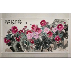 作者不詳　中国絹本　花鳥大主軸 作者不詳 中国絹本 花鳥大主軸