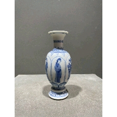 中国美術 清朝期 清代青花纏枝蓮紋花觚 染付蓮紋瓶 唐物 中国美術 清朝