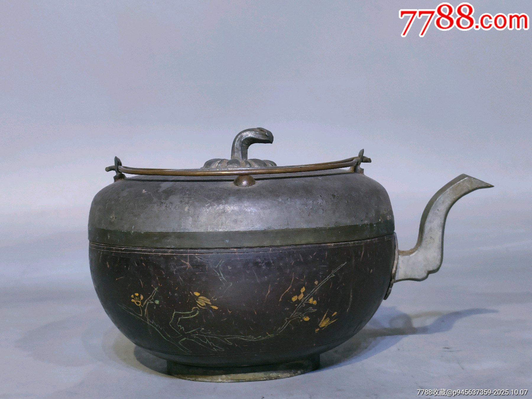 清代椰子壳包锡锡酒壶锡茶壶，品完好_锡壶/锡器_图片欣赏_收藏价格_