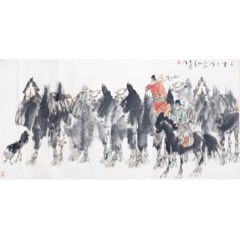 韩宗湘，浙江籍中国台湾名家，水墨兰竹图《清影摇风》编号