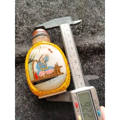 青花釉里红人物鼻烟壶，底款“康熙年制”_旧鼻烟壶_程饶金【7788