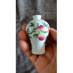 青花釉里红人物鼻烟壶，底款“康熙年制”_旧鼻烟壶_程饶金【7788