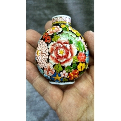 青花釉里红人物鼻烟壶，底款“康熙年制”_旧鼻烟壶_程饶金【7788