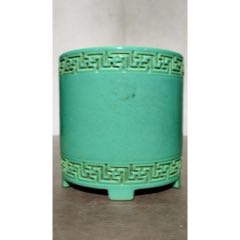 清雍正“成化年制”寄托款刻祥云龙纹花口大盘_绿釉瓷_深圳正道堂学