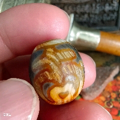 台湾良品金刚二眼玛瑙天珠，满细黑朱砂，特惠【宝贝尺寸】：长38