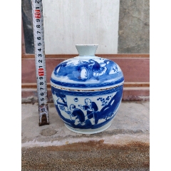 清中期豆青釉青花加白人物瓶-青花瓷-7788红宝书