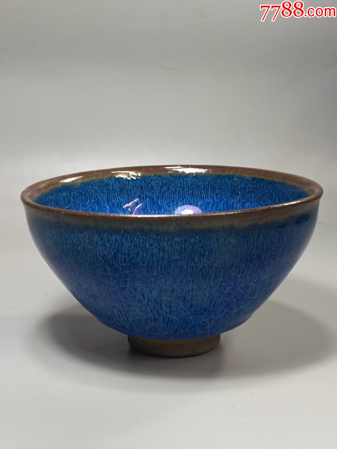 宋代建窑供御款蓝釉兔毫盏-花釉/窑变瓷-7788收藏