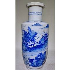 青花山水人物棒槌瓶_碗/盘/碟_乡下寻宝叁店【7788收藏】