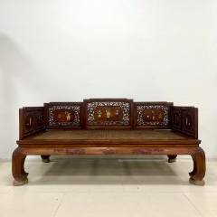 老黄花梨家具古董老木器老木雕清代黄花梨瘿木微型罗汉床底座摆件_木床