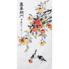 中国古美術・旧藏・沈周款・大三尺中堂鶴画・純手描き・絹本掛軸・明代