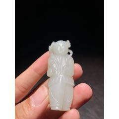 明和田玉善财童子雕件尺寸3.5×2×1.25厘米，重量11.3克-和田玉-7788旧书网