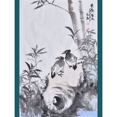 韩宗湘，浙江籍中国台湾名家，水墨兰竹图《清影摇风》编号：824070808_