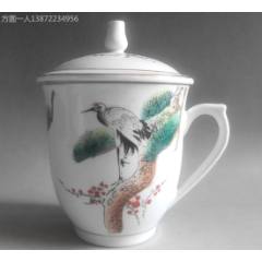 清末时期许顺昌造，满工绿地粉彩凤凰戏牡丹纹大号茶叶罐_旧瓷器_