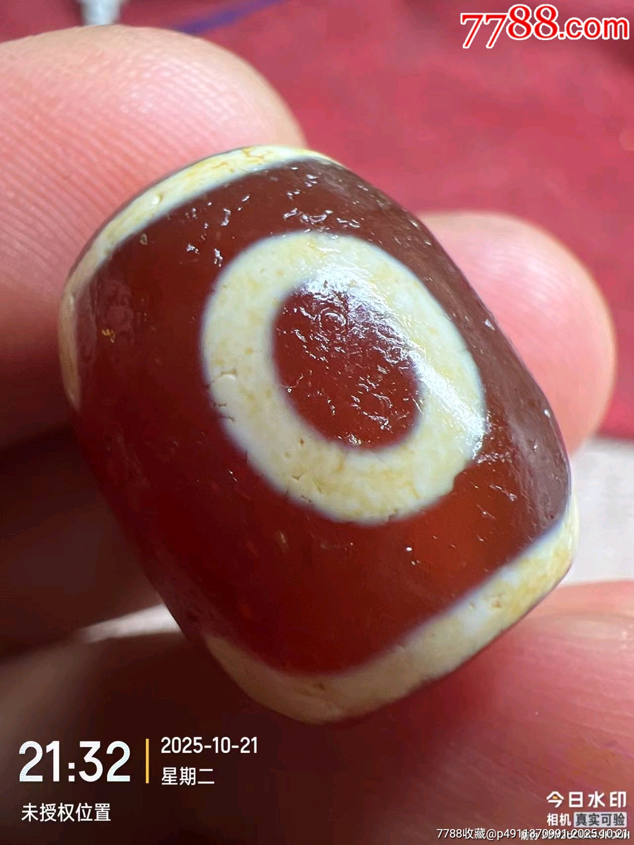 精品藏传爆老红三眼老天珠_天珠_天水如冰色【7788红宝书】
