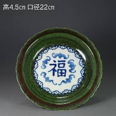 大清乾隆年制矾红彩花鸟双耳瓶-碗/盘/碟-7788红宝书