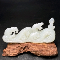和田玉龙笔架摆件(古)-笔架/笔搁-7788红宝书