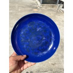 乾隆蓝上蓝龙纹盘-蓝釉瓷-7788旧书网