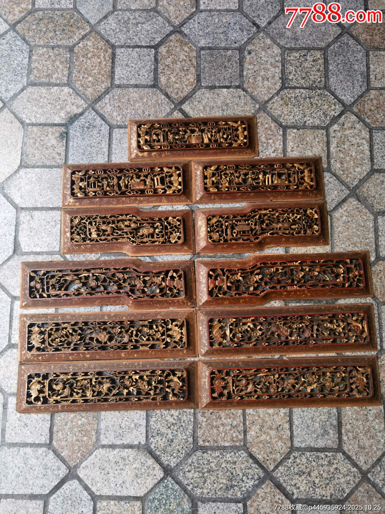 清代镂空鎏金人物博古动物花鸟木雕花板一套11片古玩古董收藏居家会所装修装饰摆设-价格:2900元-se109089208-木雕花板-零售 ...