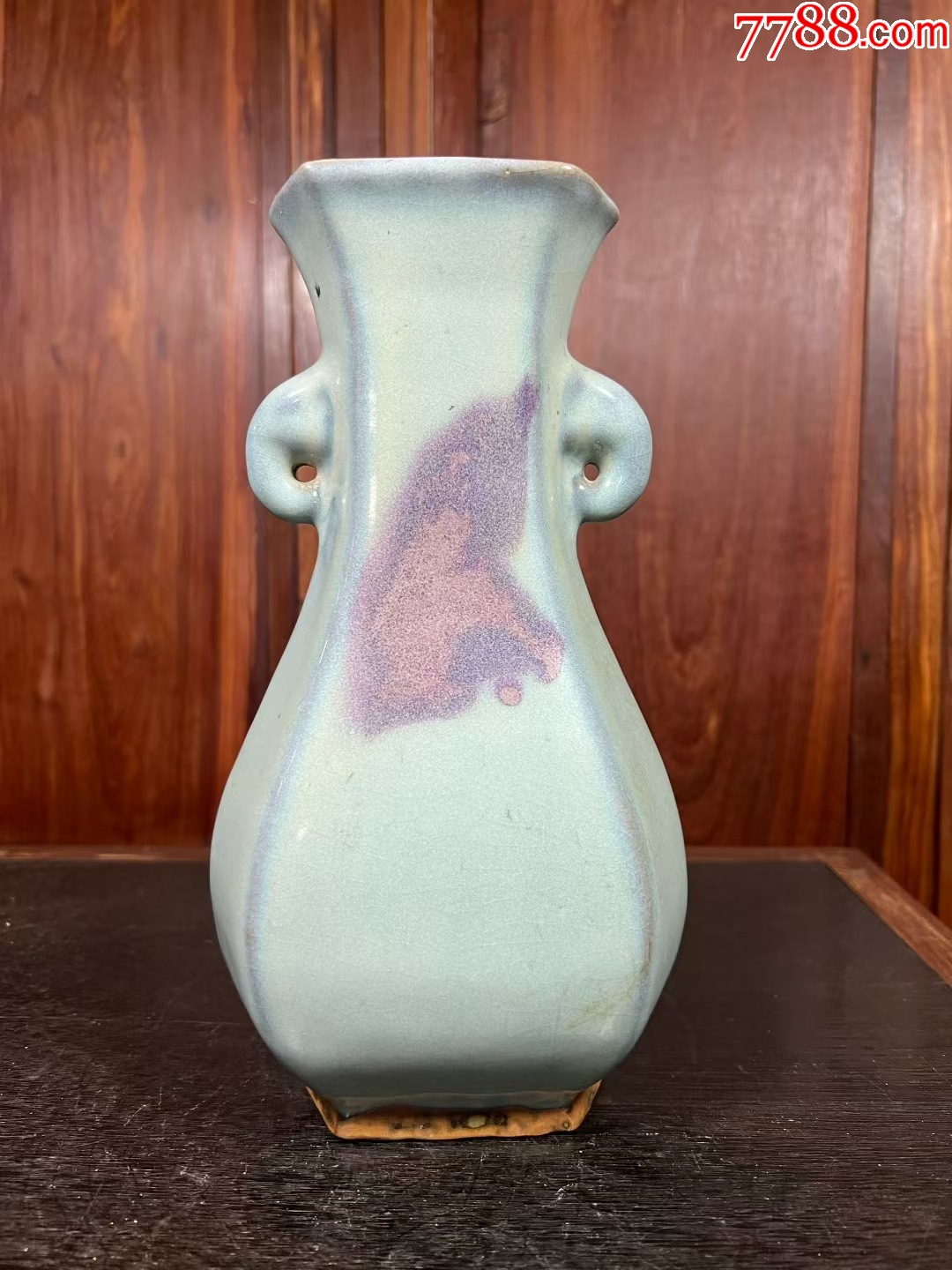 中国名窯 宋代 鈞窯 藍釉紫斑 花瓶 花器 高24.5cm 唐物