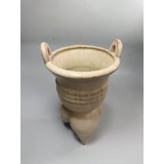 中国美術 白磁 饕餮紋 三足 双耳 香炉 高13.8cm(LC632) 白磁双耳香炉 文化遺産オンライン