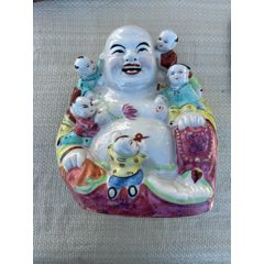 清時代 粉彩 茶葉罐 清代同治细路粉彩茶叶罐瓷罐三娘教子婴戏图清代瓷器精品古玩瓜棱罐_旧