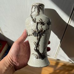 清哥釉铁骨泥观音瓶截口，傻开门高20.5厘米_酱釉瓷/紫金釉_大柳树旧货