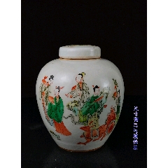 大清康熙五彩人物故事罐，全品，保存完整，成色如图-彩绘瓷/彩瓷-7788