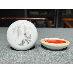 清代粉彩人物印泥盒-彩绘瓷/彩瓷-7788旧书网