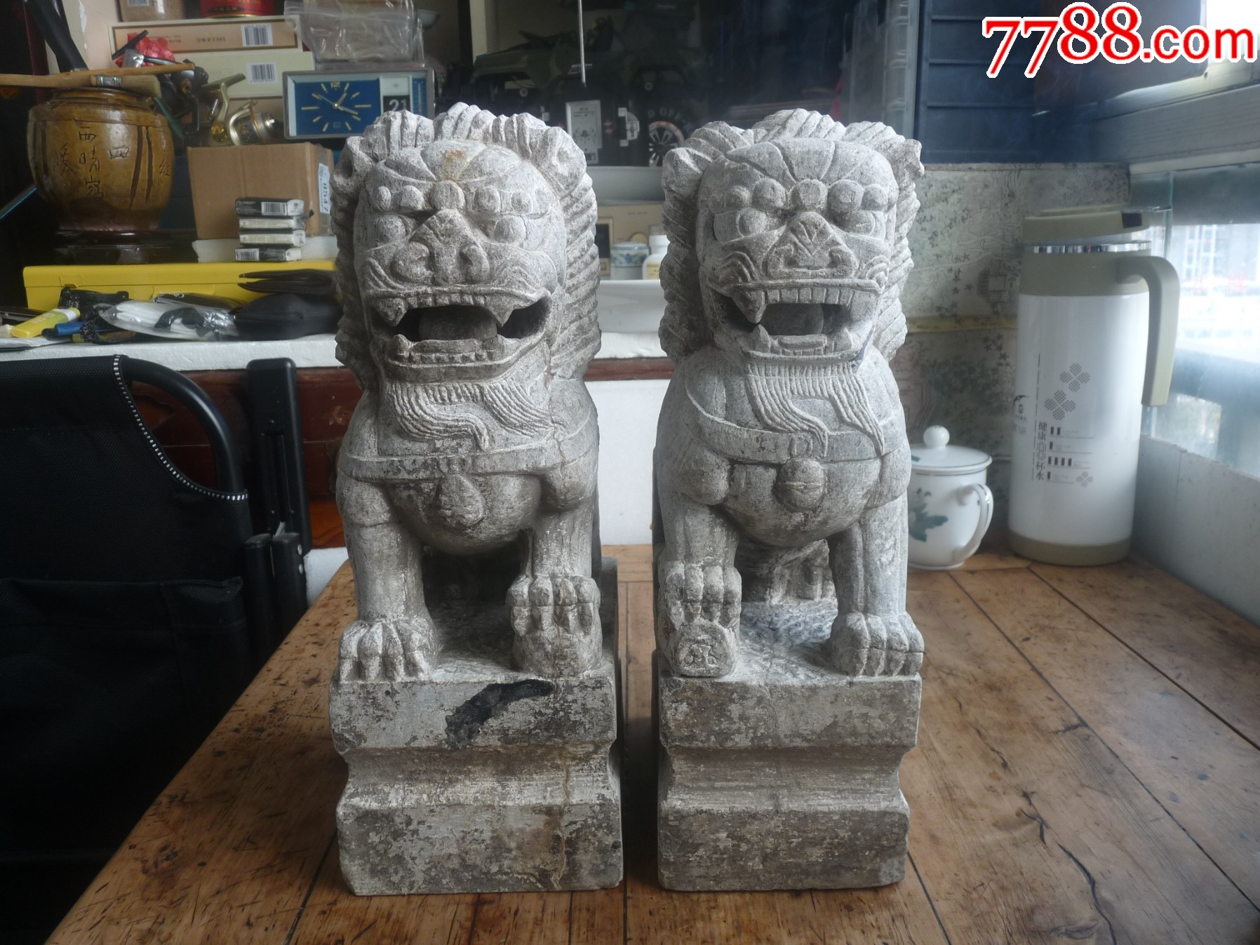 老石狮子一对_石狮/石雕塑_怀旧时光古玩店【7788红宝书】
