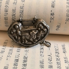 清代麒麟送子银锁-银锁/银项链-7788红宝书