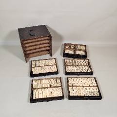 麻雀牌 骨と竹 骨董品 木箱入り 上海古鎮 麻雀牌 骨と竹 骨董品 木箱入り 上海古鎮