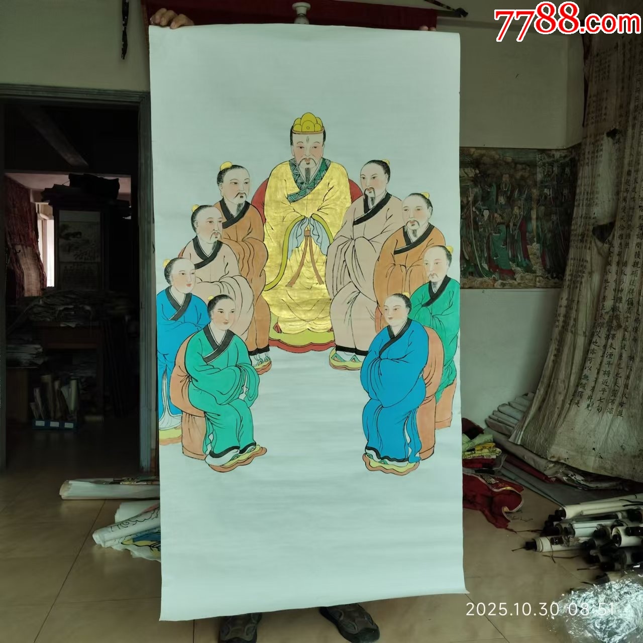 长136宽67厘米,手绘人物画国画宣纸神像画何九仙神像画像_人物国画原作_图片鉴定_收藏价格_7788铜镜收藏
