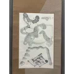 张仁芳，大幅青绿山水中堂《仙山风晴图》国画书法古玩字画。纸本绫裱