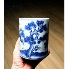 清代青花山水人物香炉-青花瓷-7788旧书网