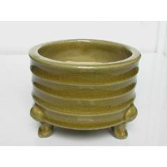 現代藝術瓷：宋代耀州窯素面旋紋三足腿-----香爐（做工精湛）-￥380 元_青瓷/秘色瓷_7788網