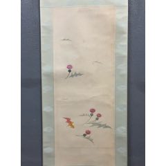 慧儿，七十年代工笔花鸟中堂《富贵万年图》国画书法古玩字画装饰挂画