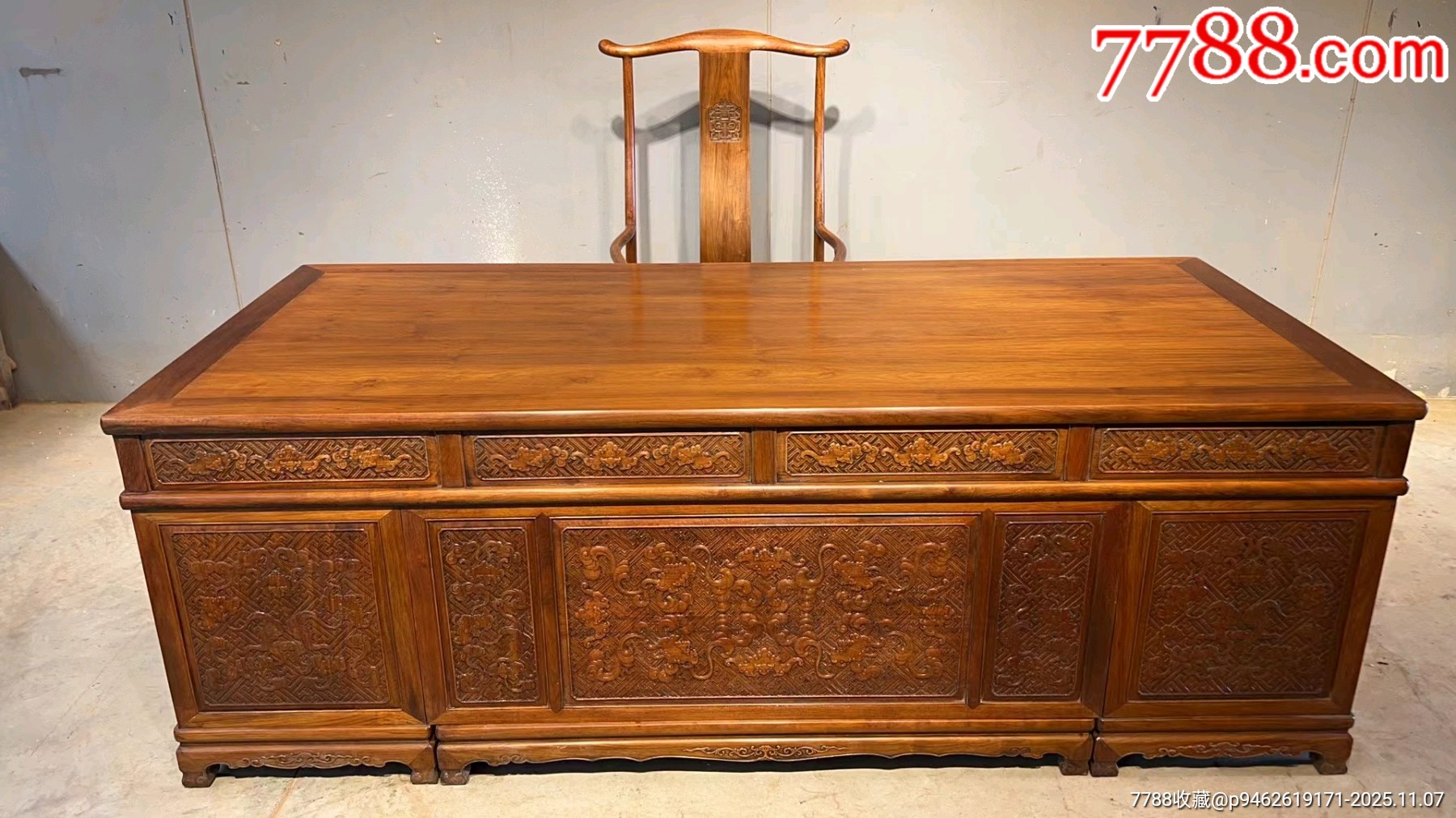 清代海南黄花梨写字台古董明清木器黄花梨老家具_木桌/几/案_年年红古玩
