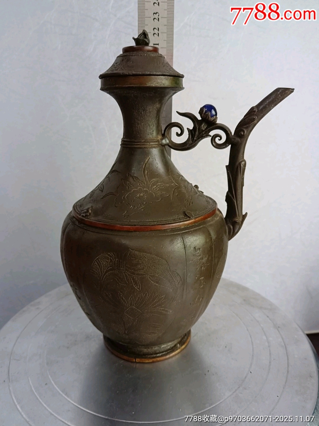 古玩旧藏点铜锡酒壶-锡壶/锡器-7788红宝书