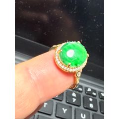 天然翡翠鑲嵌戒指圓形翡翠邊緣鑲嵌
