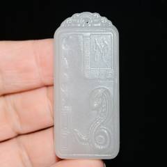 白玉 和田青白玉 独角瑞兽 清代 白玉 和田青白玉 独角瑞兽 清代 和田白玉瑞兽（望天孔） - 人民收藏网